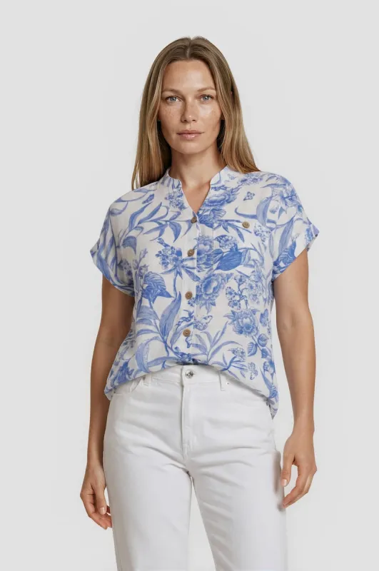 Short Sleeve Printed Shirt - Blue made by Costa Blanca