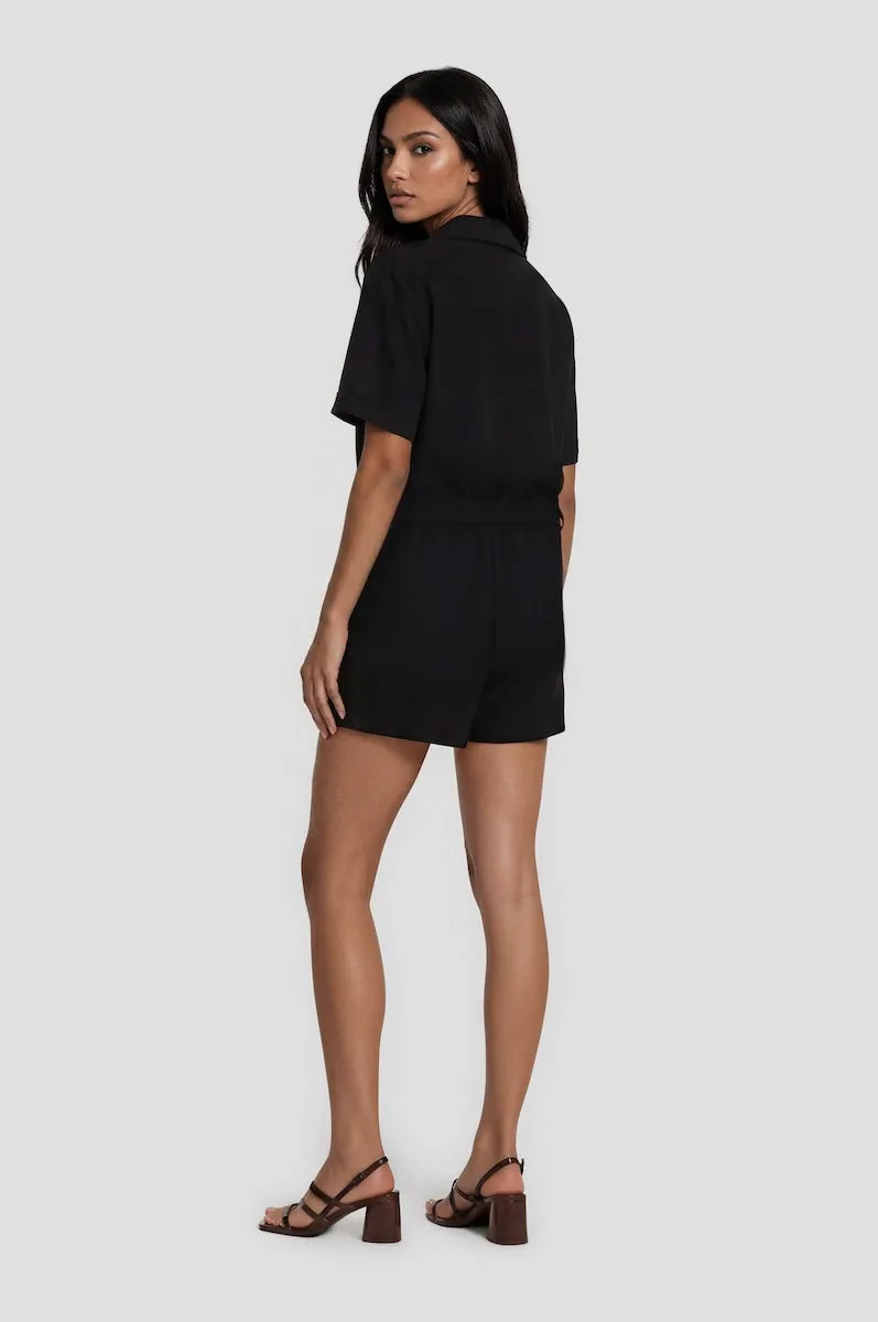 Short Sleeve Button Down Romper - Black sold by Fairweather product image thumbnail 2