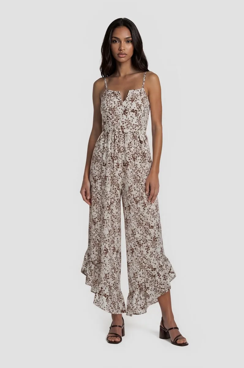 Printed Wide Leg Jumpsuit - Cream sold by Fairweather