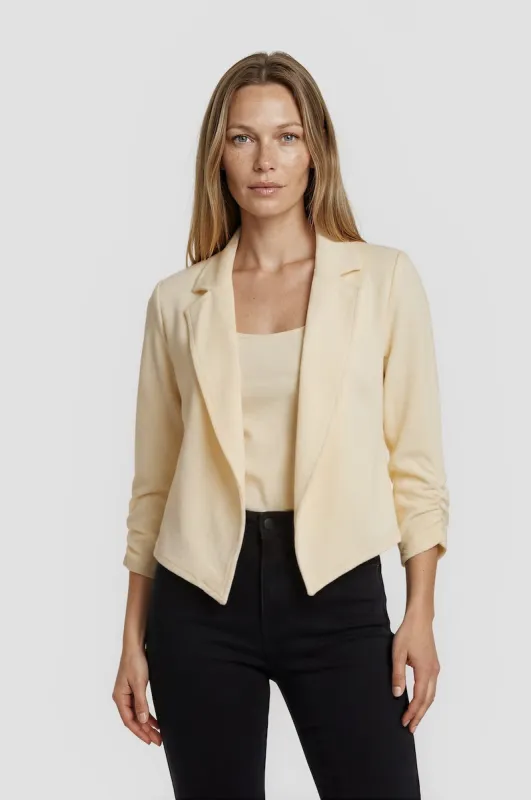 3/4 Sleeve Cropped Blazer - Cream made by Fairweather