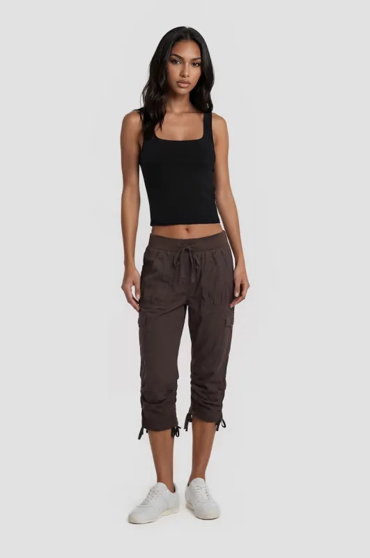 Cotton Stretch Capris - Brown made by Fairweather