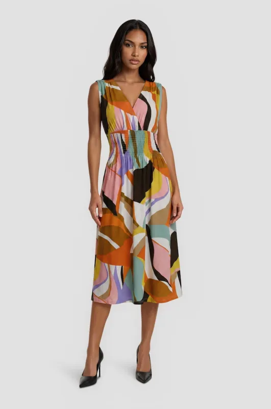 Sleeveless Smocked Waist Dress - Multi made by Fairweather
