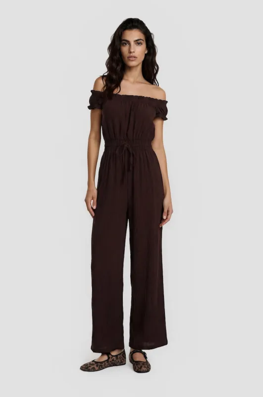 Smocked Waist Jumpsuit - Black made by Costa Blanca
