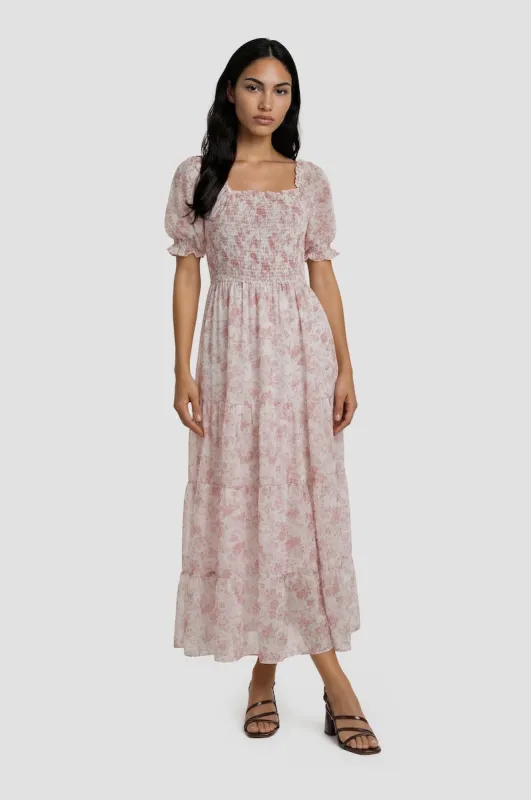 Tiered Chiffon Smock Dress - Blush made by Costa Blanca