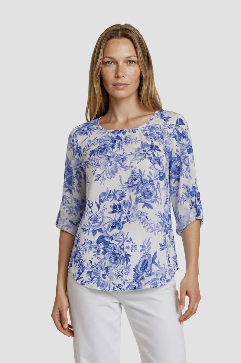 Roll Up Sleeve Blouse - Blue sold by Fairweather