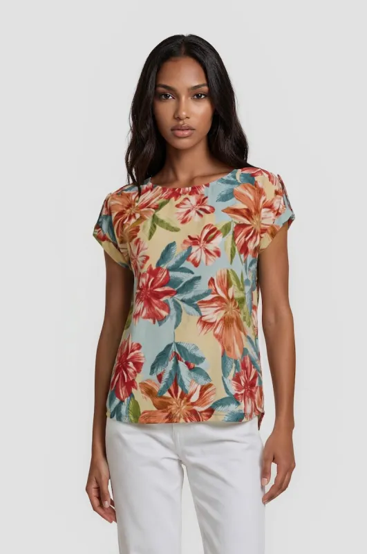Printed Short Sleeve Top - Multi made by Fairweather