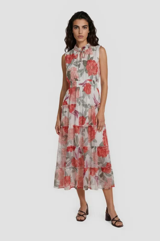 Sleeveless Tiered Midi Dress - White made by Fairweather