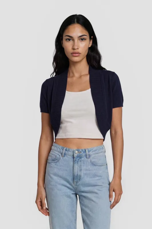Short Sleeve Shrug - Navy made by Fairweather