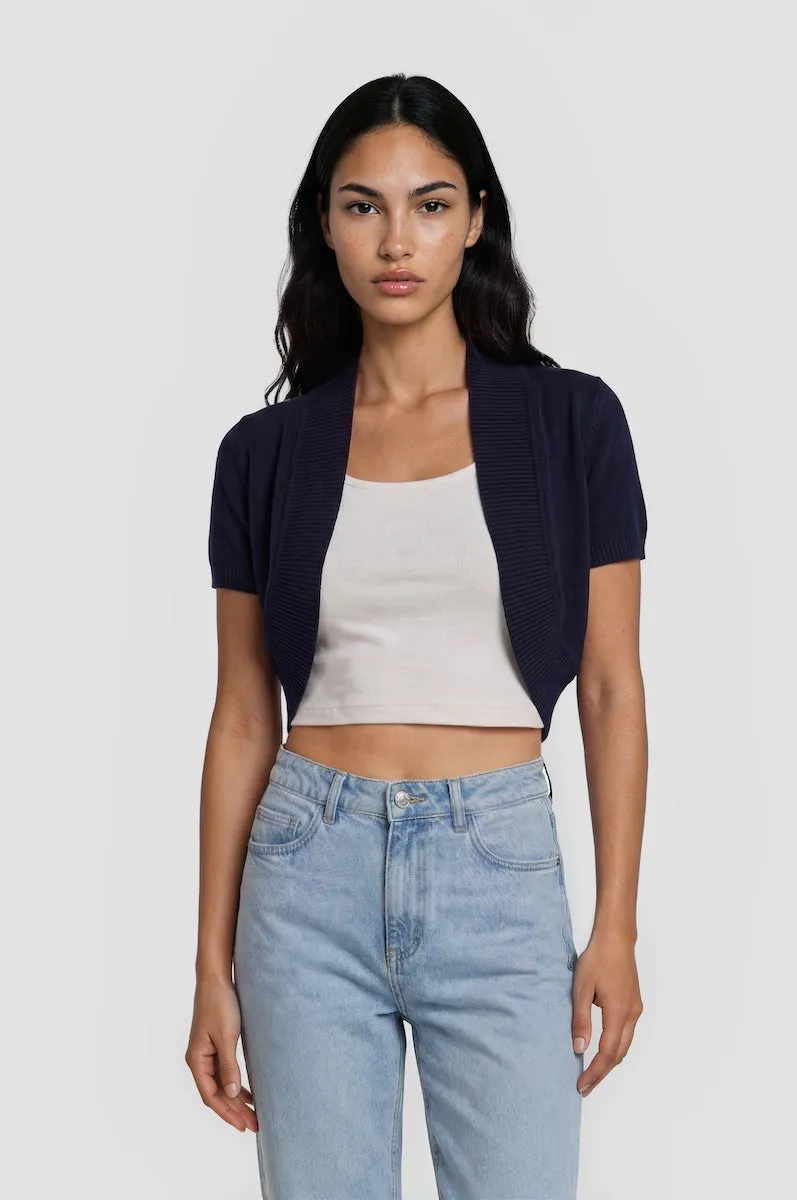 Short Sleeve Shrug - Navy sold by Fairweather