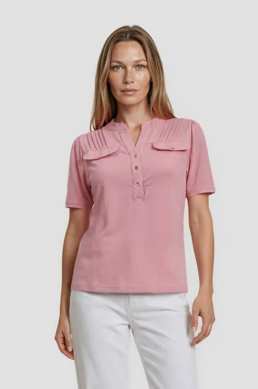Half Button Up Shirt - Pink made by Fairweather