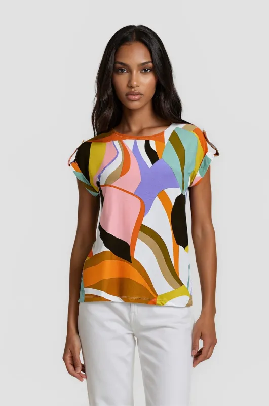 Printed Short Sleeve Top - Multi made by Fairweather