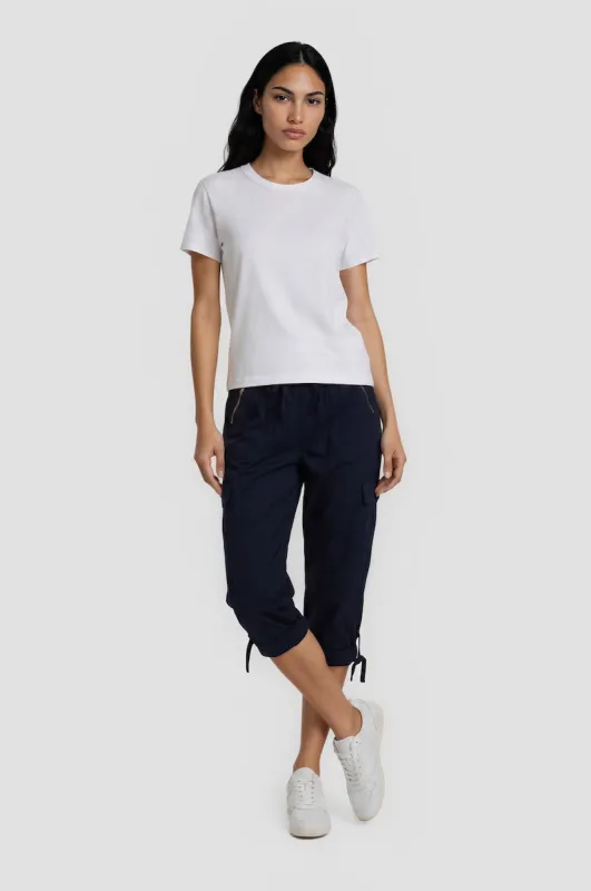 Cotton Zip Capris - Navy made by Fairweather