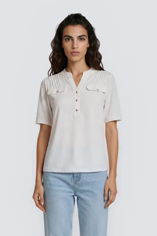 Half Button Up Shirt - White made by Fairweather