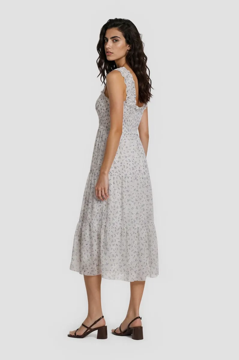 Smocked Tiered Midi Dress - White sold by Fairweather product image thumbnail 2