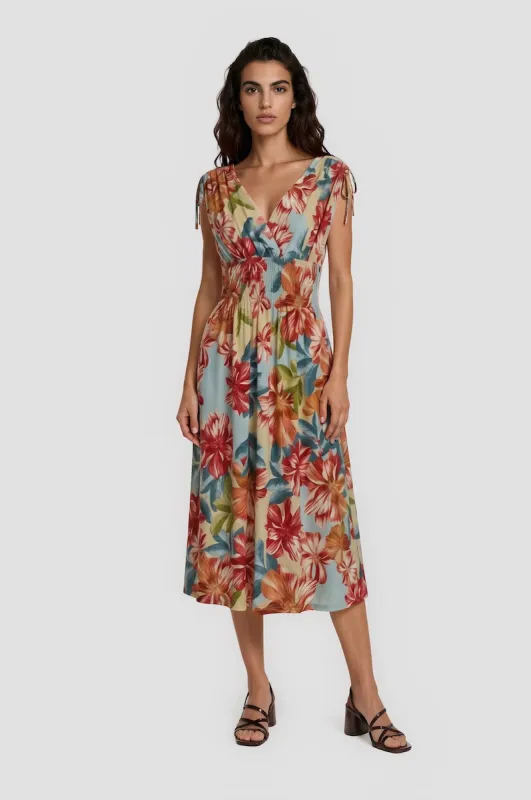 Printed Smock Midi Dress - Multi made by Fairweather