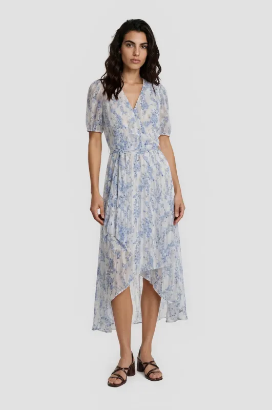 Short Sleeve Chiffon Wrap Dress - White made by Fairweather