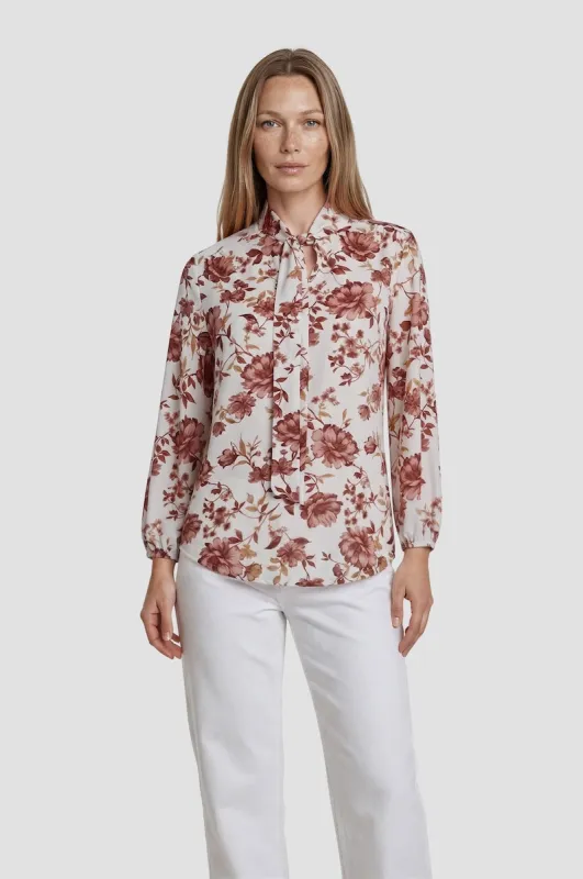 Printed Long Sleeve Blouse - Cream made by Fairweather