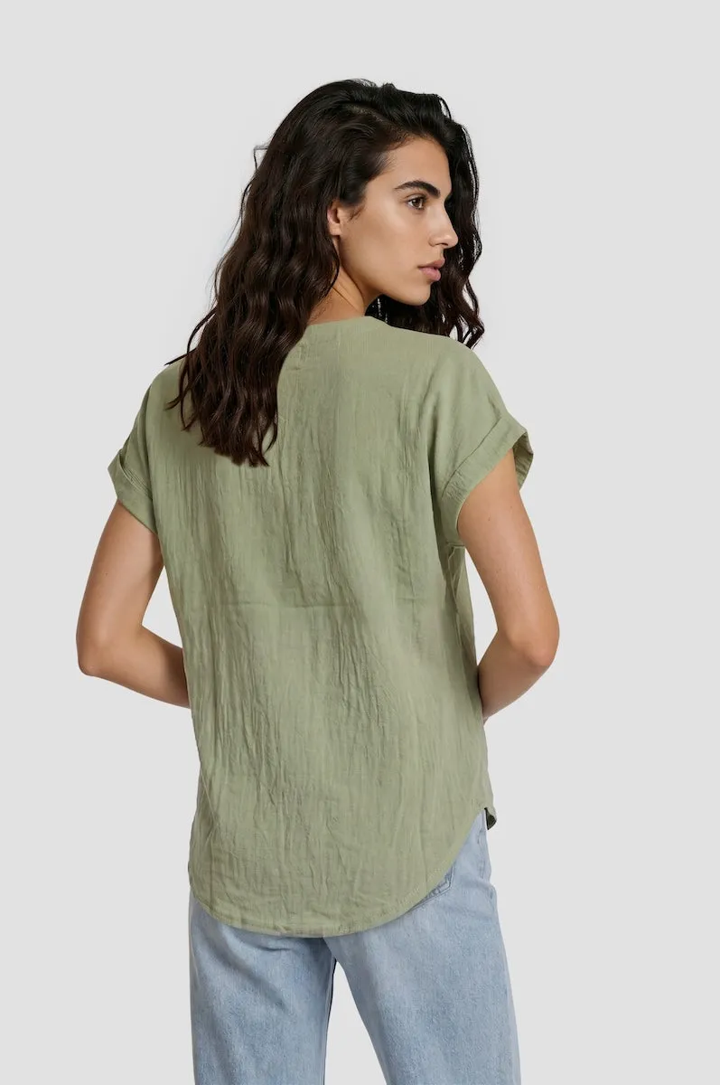 Short Sleeve Chain Neck Top - Olive sold by Fairweather product image thumbnail 2