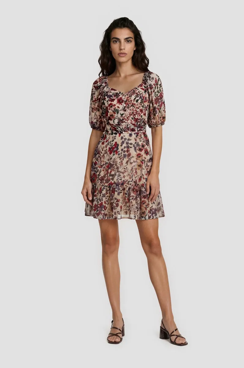Printed Puff Sleeve Short Dress - Multi sold by Fairweather