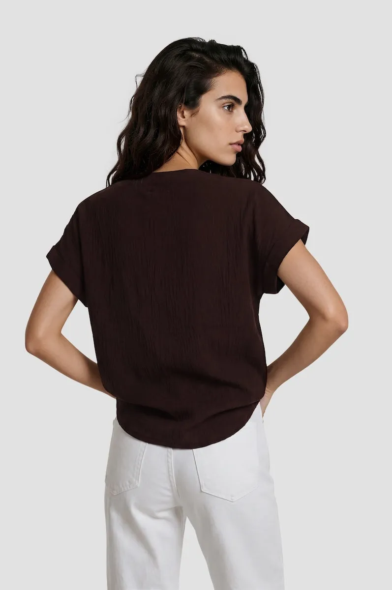 Short Sleeve Chain Neck Top - Brown sold by Fairweather product image thumbnail 2