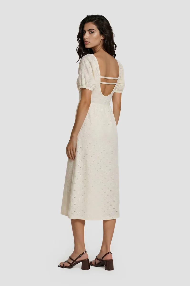 Puff Sleeve Smock Midi Dress - Cream sold by Fairweather product image thumbnail 2