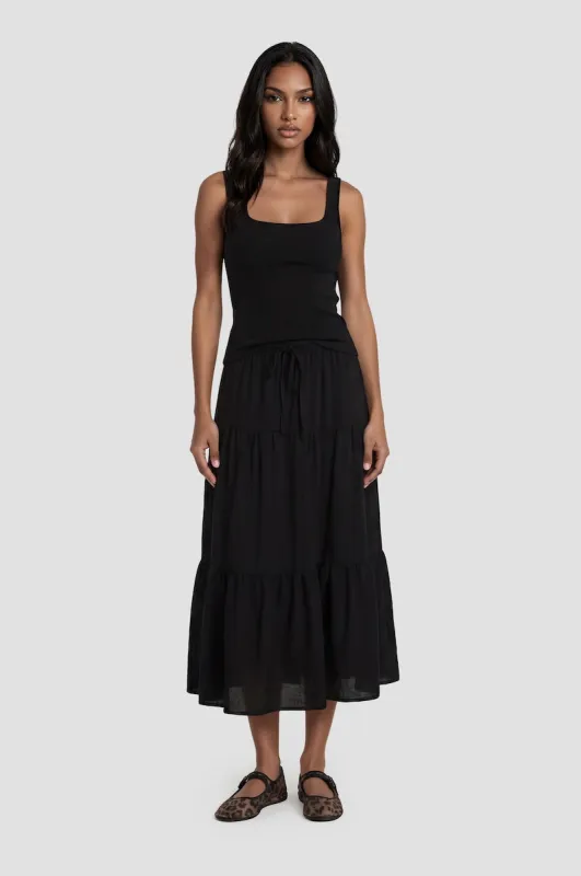 Tiered Maxi Skirt - Black made by Fairweather