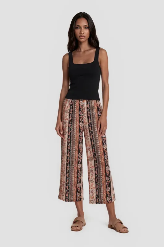 Printed Wide Leg Cropped Pants - Orange made by Fairweather