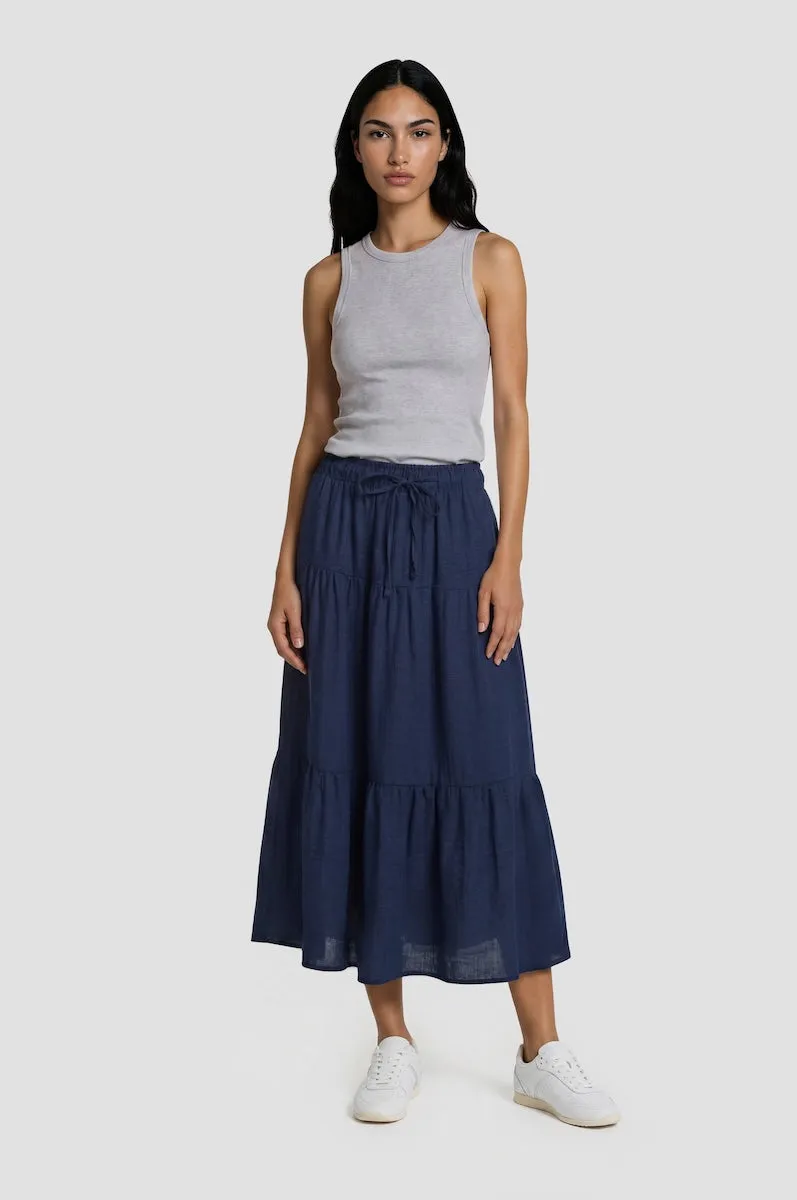 Tiered Maxi Skirt - Navy sold by Fairweather