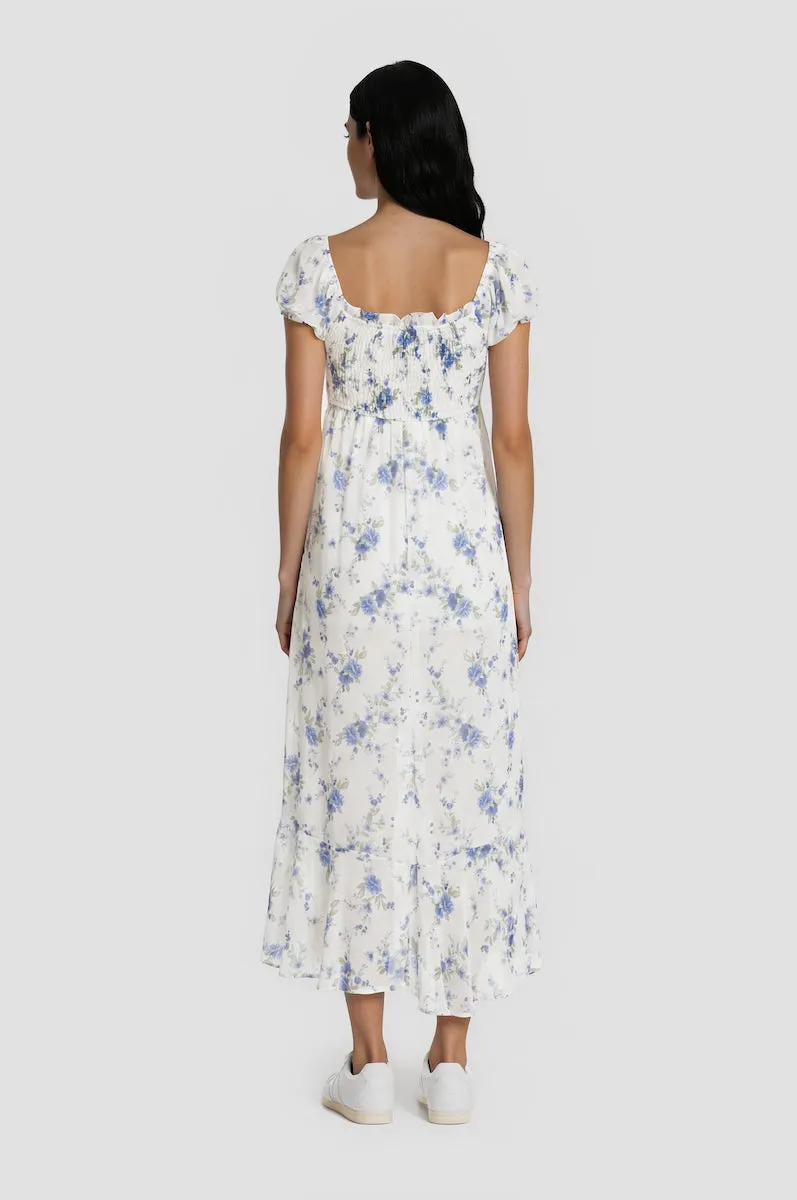 Puff Sleeve Printed Chiffon Dress - Blue sold by Fairweather product image thumbnail 2