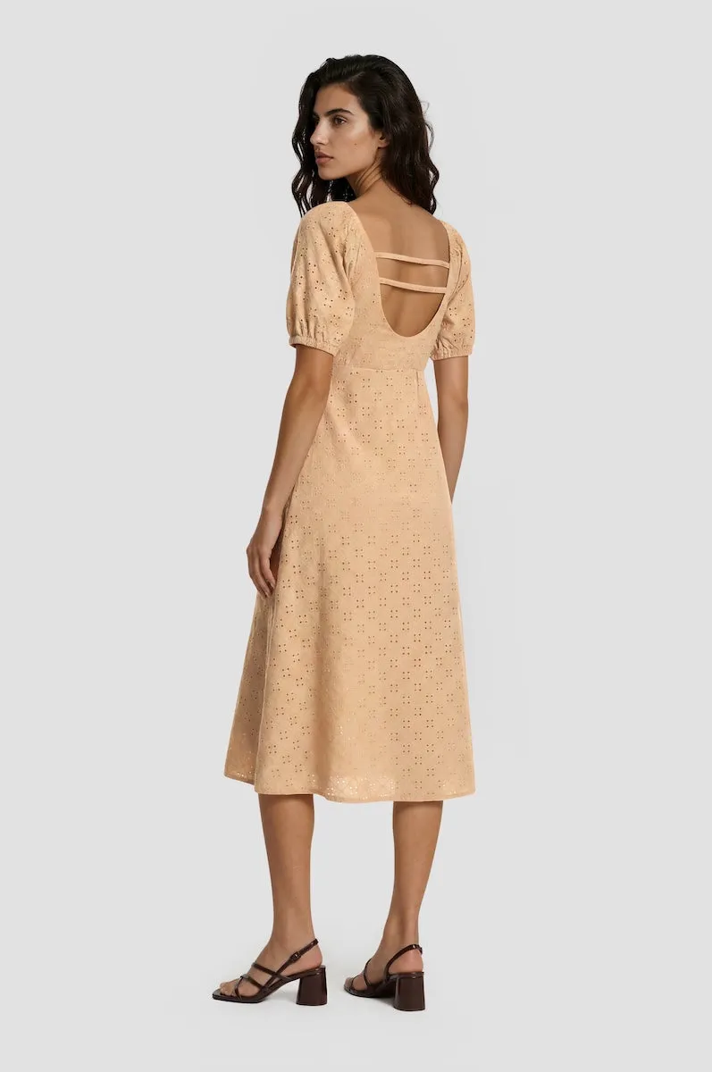 Puff Sleeve Smock Midi Dress - Peach sold by Fairweather product image thumbnail 2