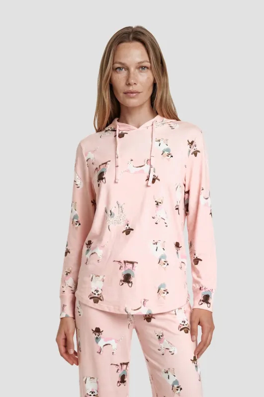 Long Sleeve Hooded Pajama Top - Pink made by Fairweather