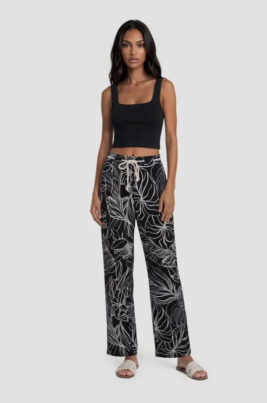 Wide Leg Rope Tie Pants - Black made by Fairweather