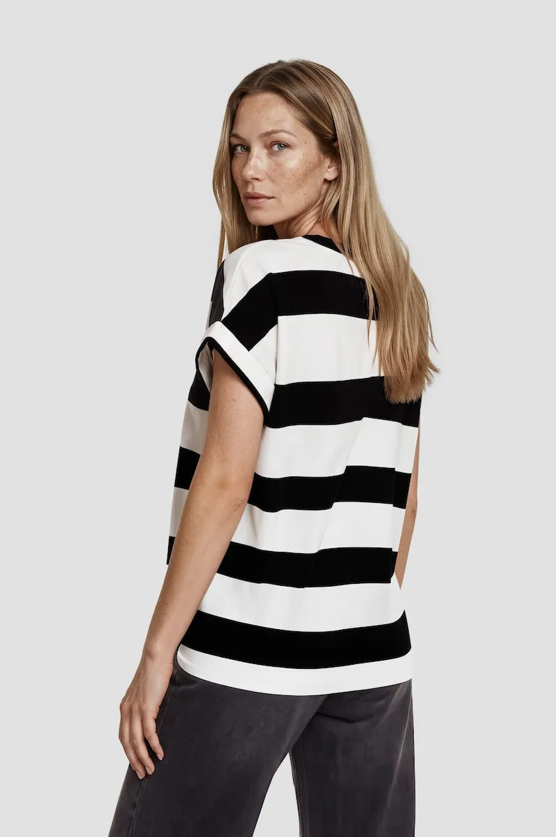 V-Neck Short Sleeve Striped Top - Black sold by Fairweather product image thumbnail 2