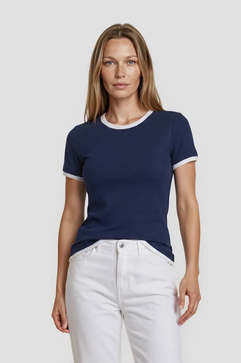 Short Sleeve Ribbed Tee - Blue sold by Fairweather