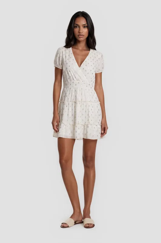 V-Neck Short Sleeve Minidress With Tie-Up Back - White made by Fairweather