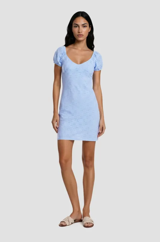 Bell Sleeve V-Neck Mini Dress - Blue made by Costa Blanca