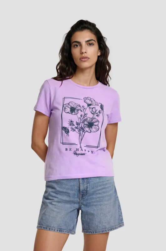 Round Neck Short Sleeve T-Shirt - Purple made by Fairweather