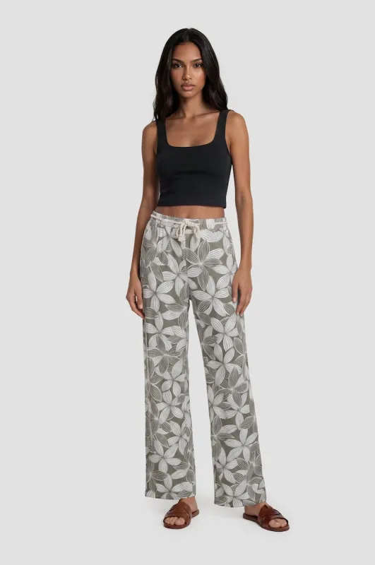 Wide Leg Rope Tie Pants - Green made by Fairweather