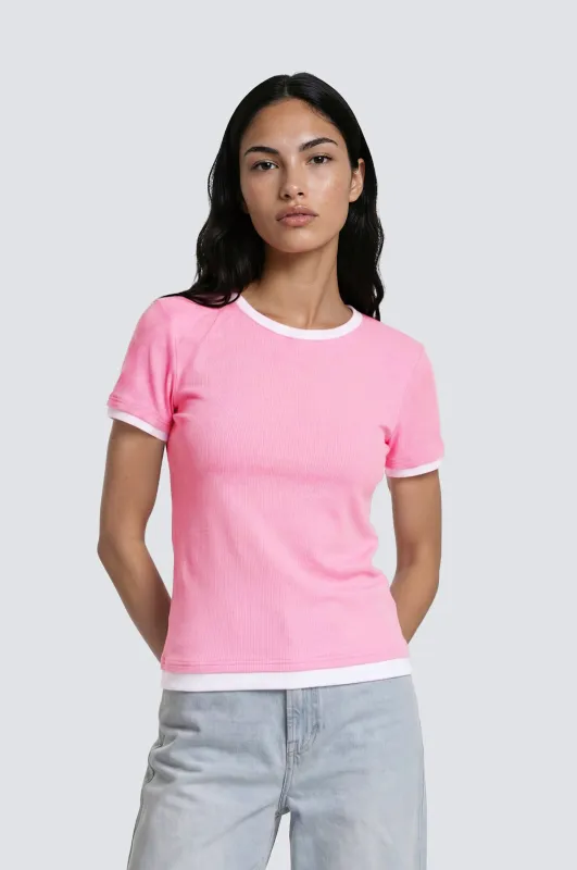 Short Sleeve Ribbed Tee - Pink made by Fairweather