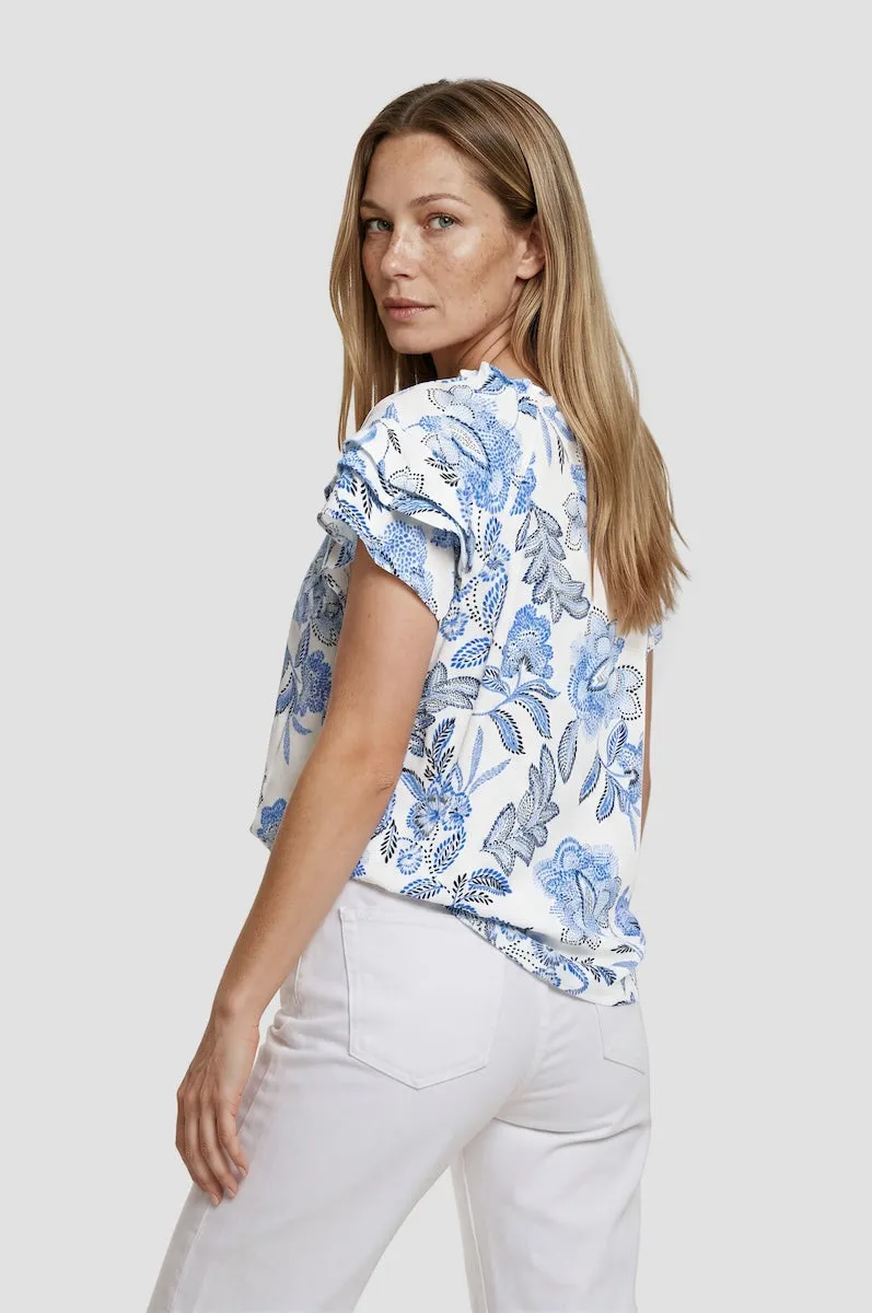 Printed Ruffle Sleeve Top - Blue sold by Fairweather product image thumbnail 2