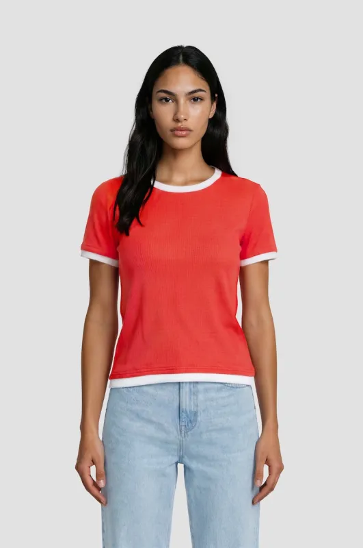 Short Sleeve Ribbed Tee - Red made by Fairweather