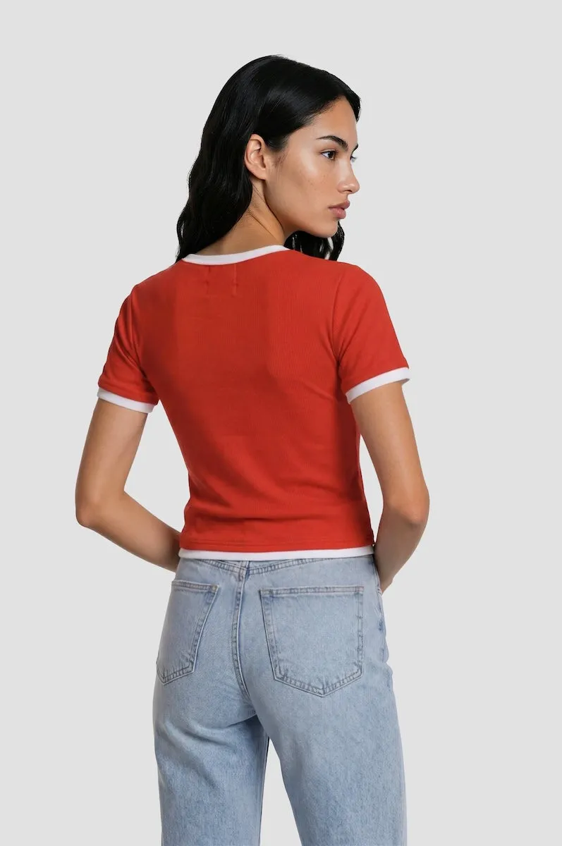 Short Sleeve Ribbed Tee - Red sold by Fairweather product image thumbnail 2