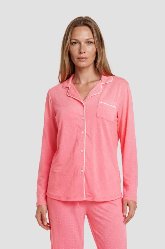 Long Sleeve Button Down Pajama Top - Pink made by Fairweather