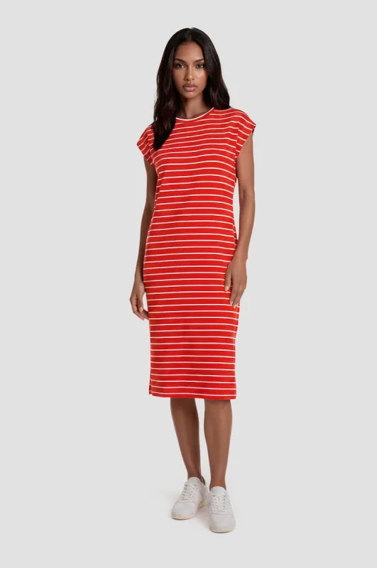 Striped Sleeveless Midi Dress - Red made by Fairweather