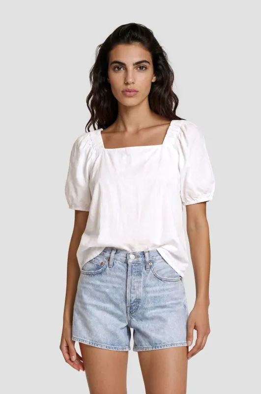 Square Neck Bell Sleeve Top - White made by Fairweather