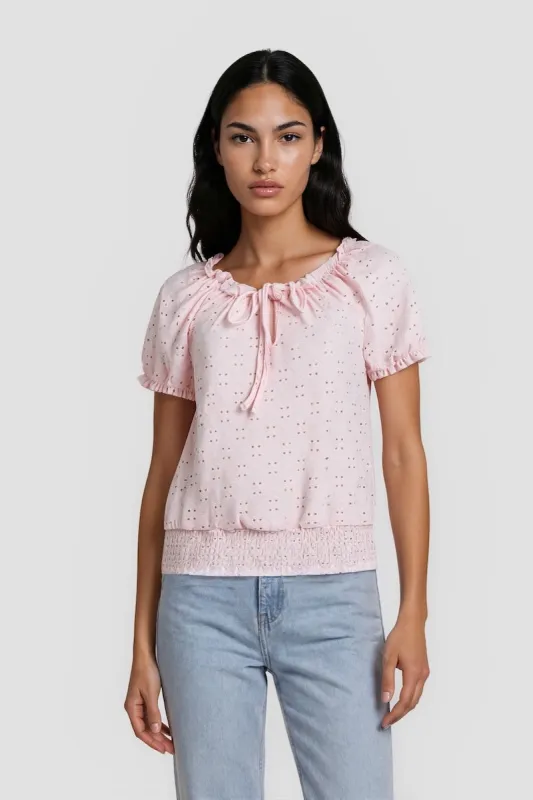 Bell Sleeve Ruffle Shirt - Pink made by Fairweather