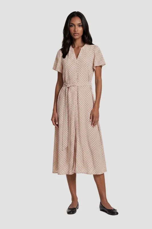 Short Sleeve Tie-Up Midi Dress - Blush made by Fairweather