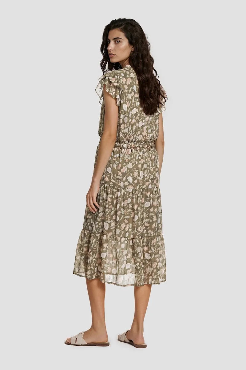 Short Sleeve Tie-Up Midi Dress - Green sold by Fairweather product image thumbnail 2