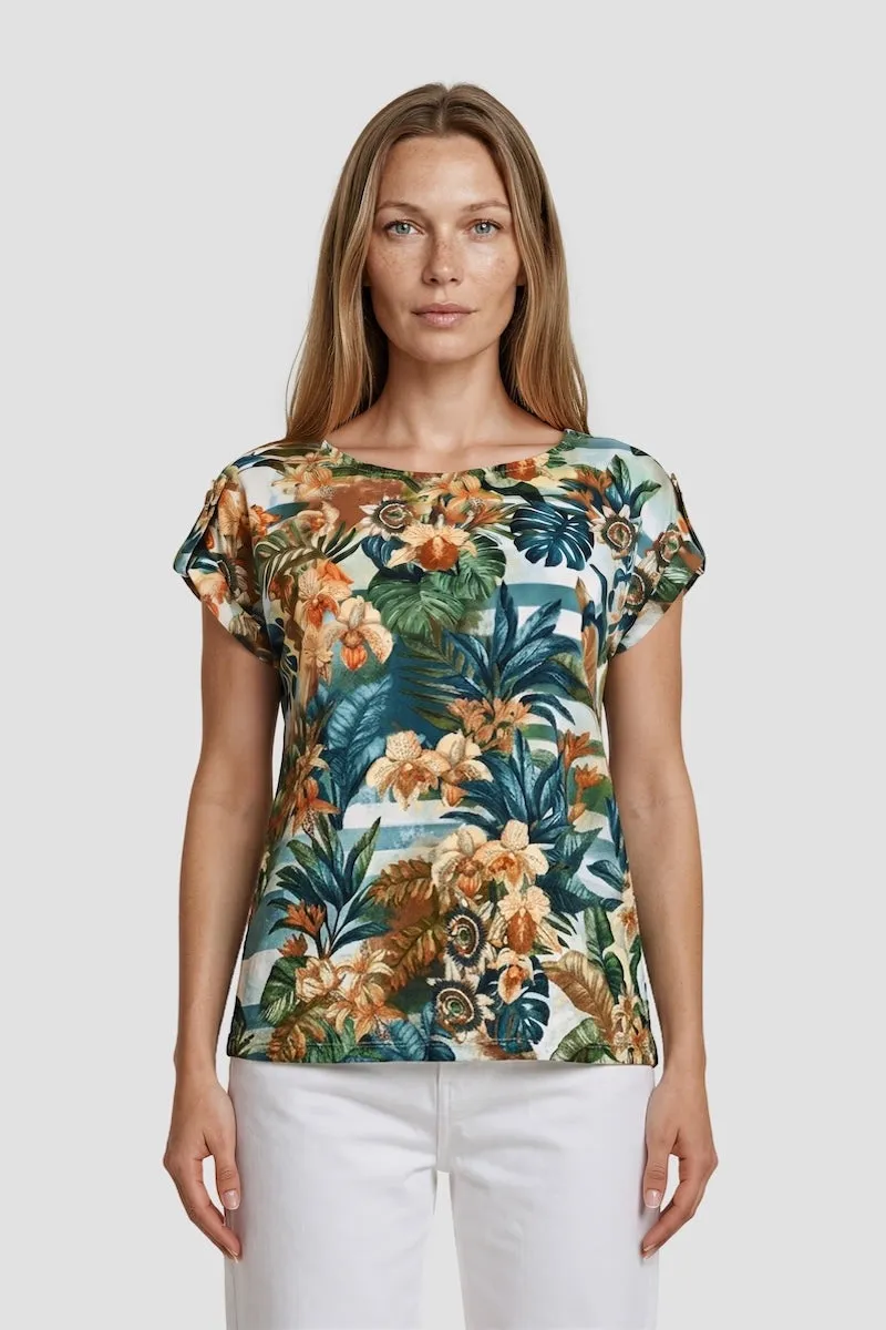 Short Sleeve Boatneck Top - Multi sold by Fairweather