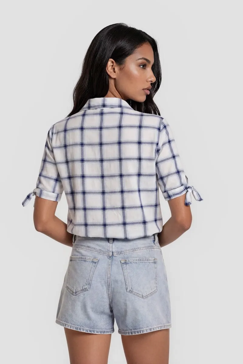 Plaid Short Sleeve Button-Up Shirt - White sold by Fairweather product image thumbnail 2